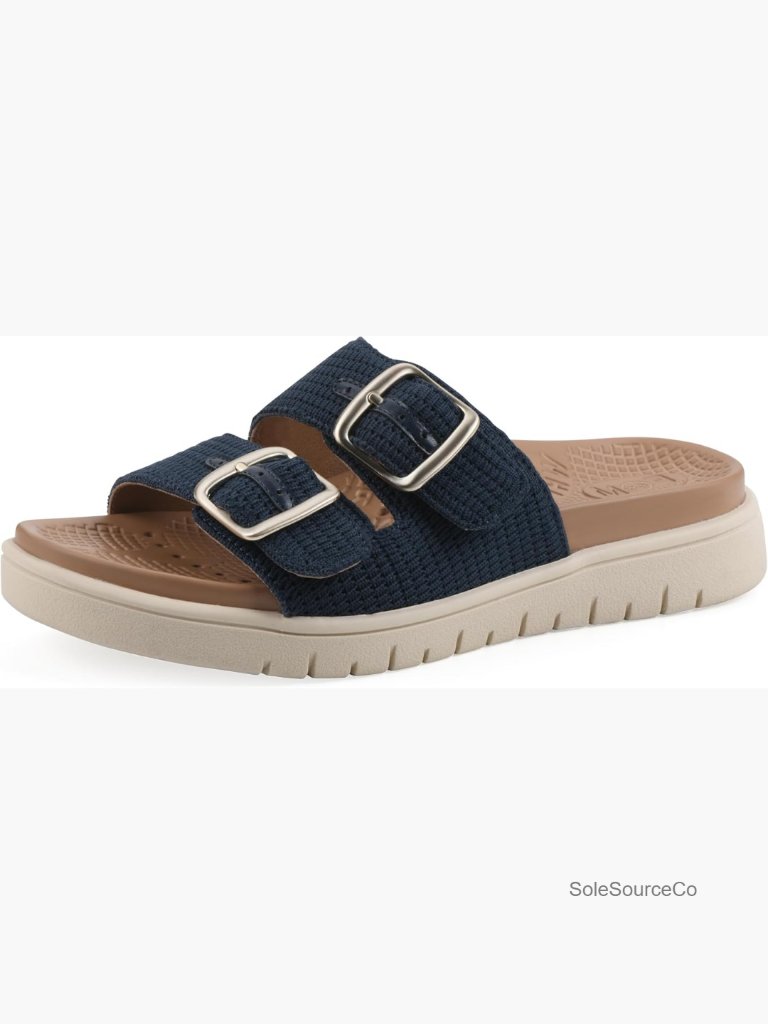 Cushioned Slide Sandals With Double Adjustable Straps Lightweight Foam